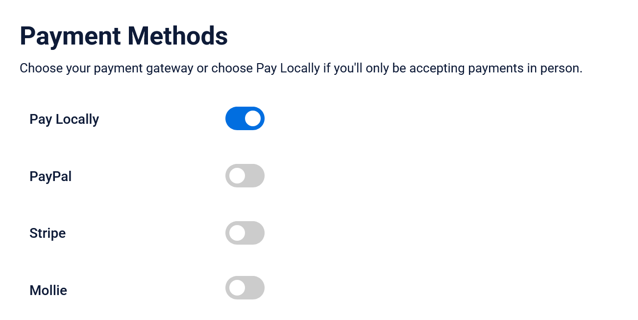 Accept local in-person payments on the Time Slot booking form