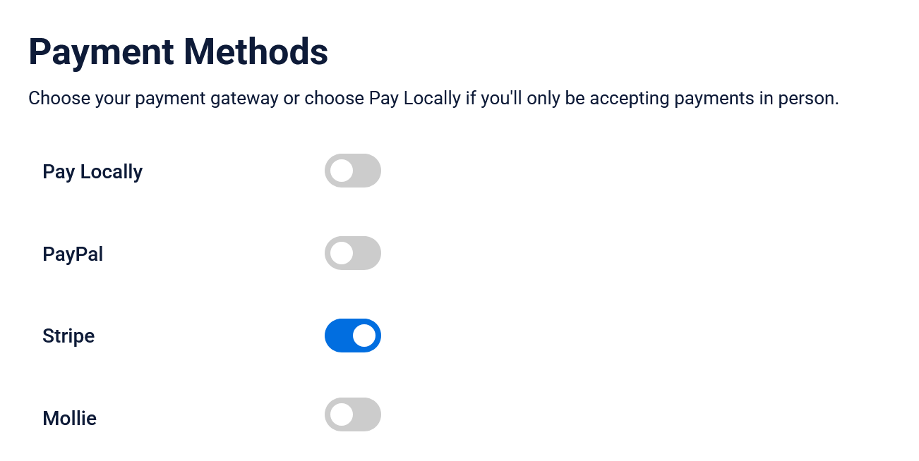 Turn on Stripe payments for the Time Slot booking form