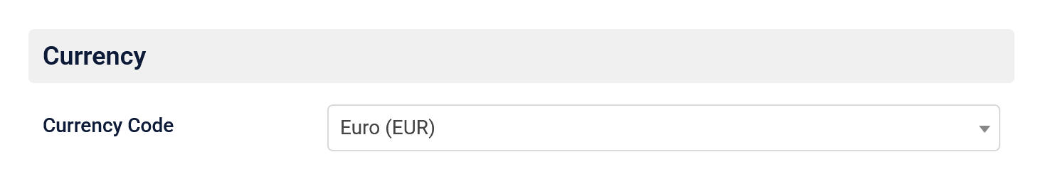 Currency code setting on the Time Slot plugin Payment Methods page