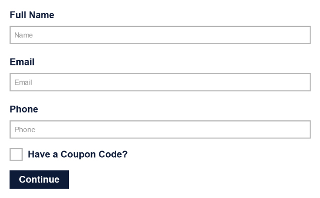 Example of Time Slot booking form in English