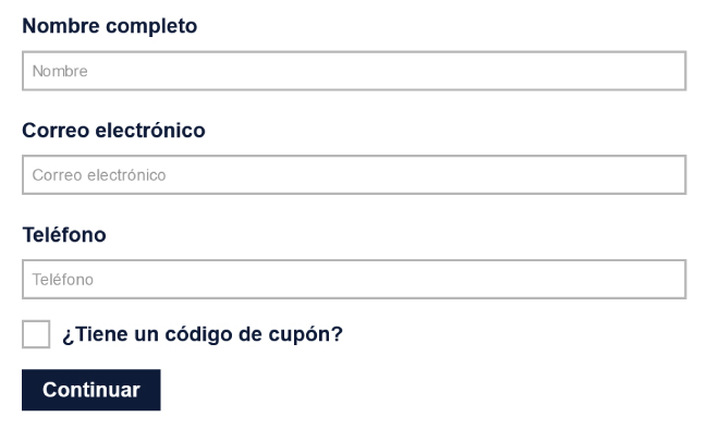 Example of translated Time Slot booking form in Spanish