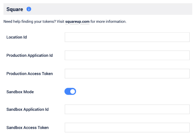 Turn on sandbox mode to test Square payments on the Time Slot booking form