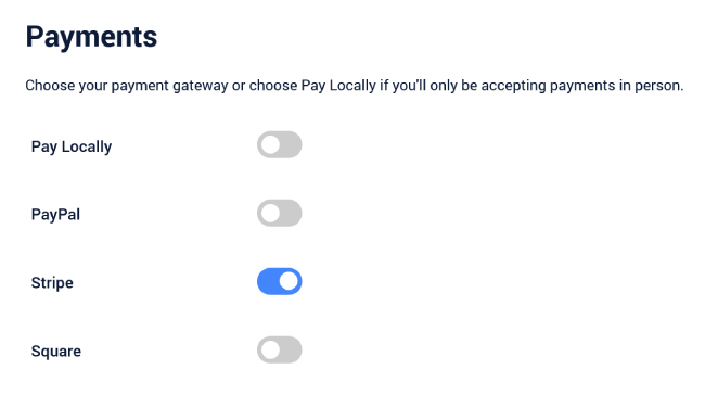 Turn on Stripe payments for the Time Slot booking form