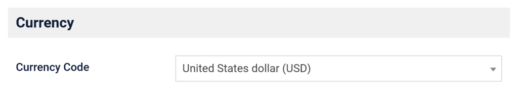 Currency code setting on the Time Slot plugin Payment Methods page