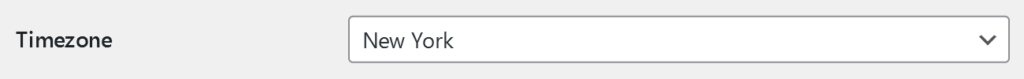 Time zone on WordPress General settings page