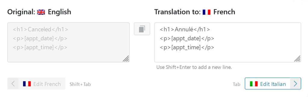 Translate Time Slot booking plugin email in the WPML string translation editor