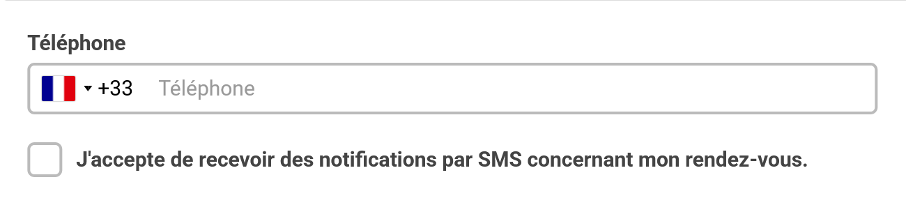 Time Slot Pro booking form international phone field with France selected