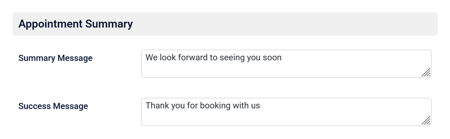 Customize the messages shown on your WordPress booking form