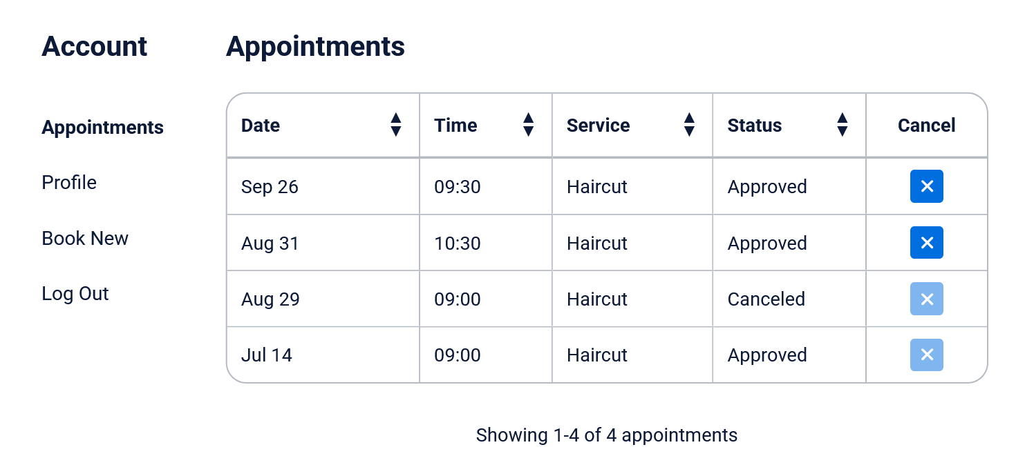 Time Slot Pro customer panel appointments editor
