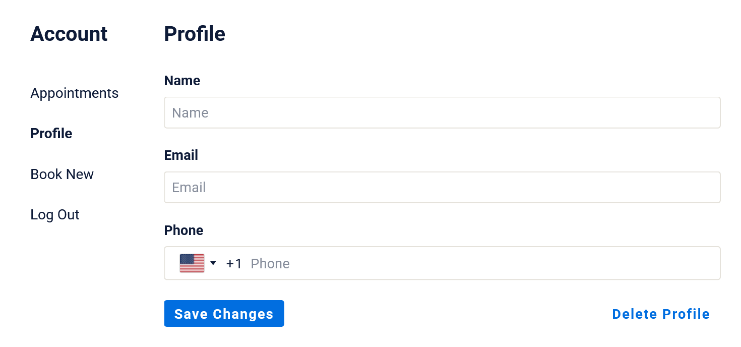 Time Slot Pro customer panel profile editor